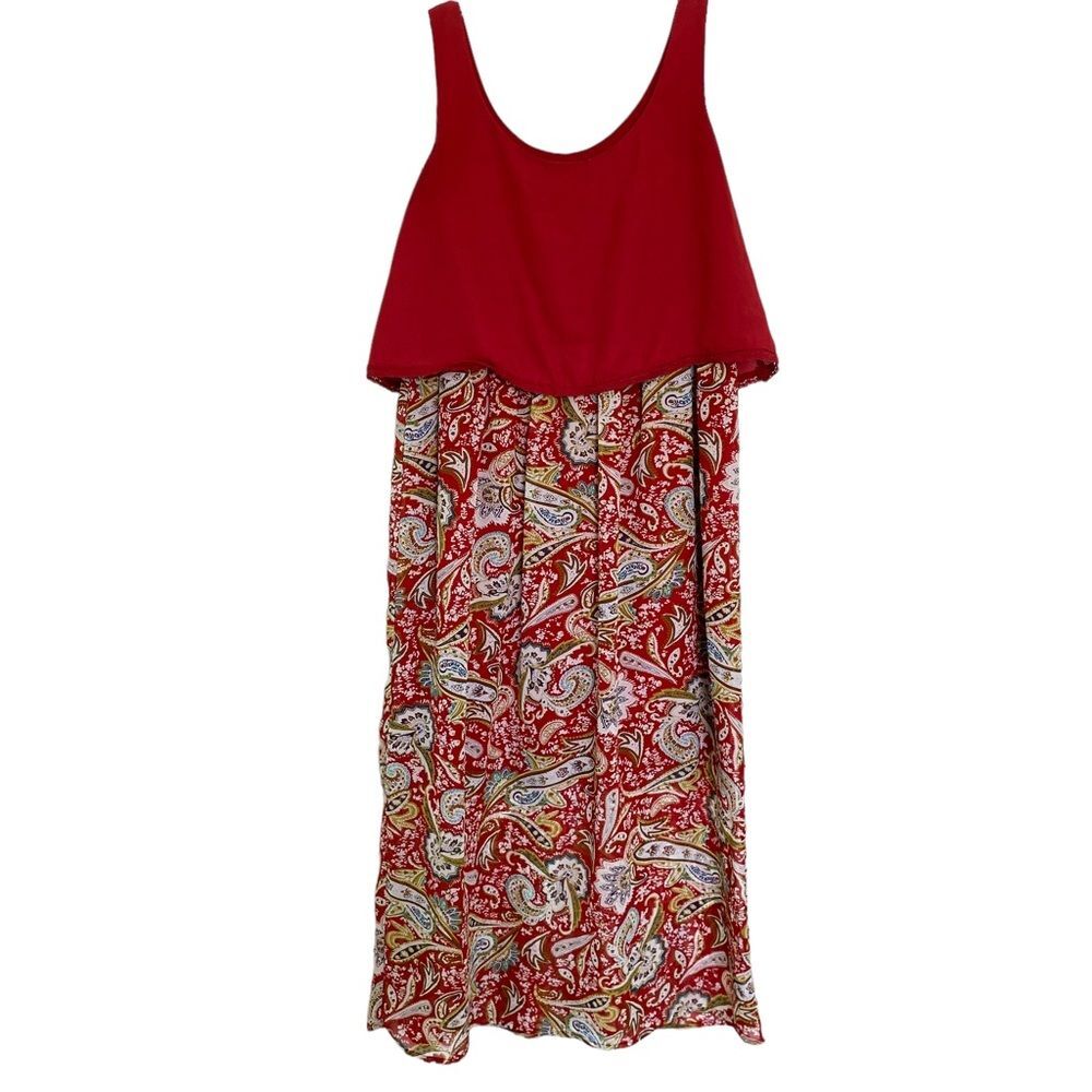 Xhilaration Red Paisley Bohemian Sleeveless Maxi Dress Festival Size M